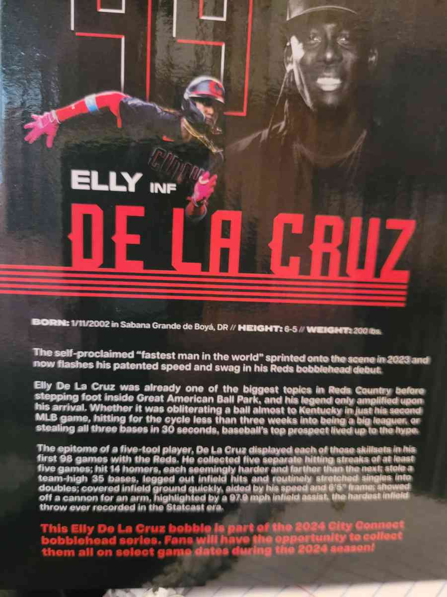 Reds baseball Bobblehead  De LA Cruz