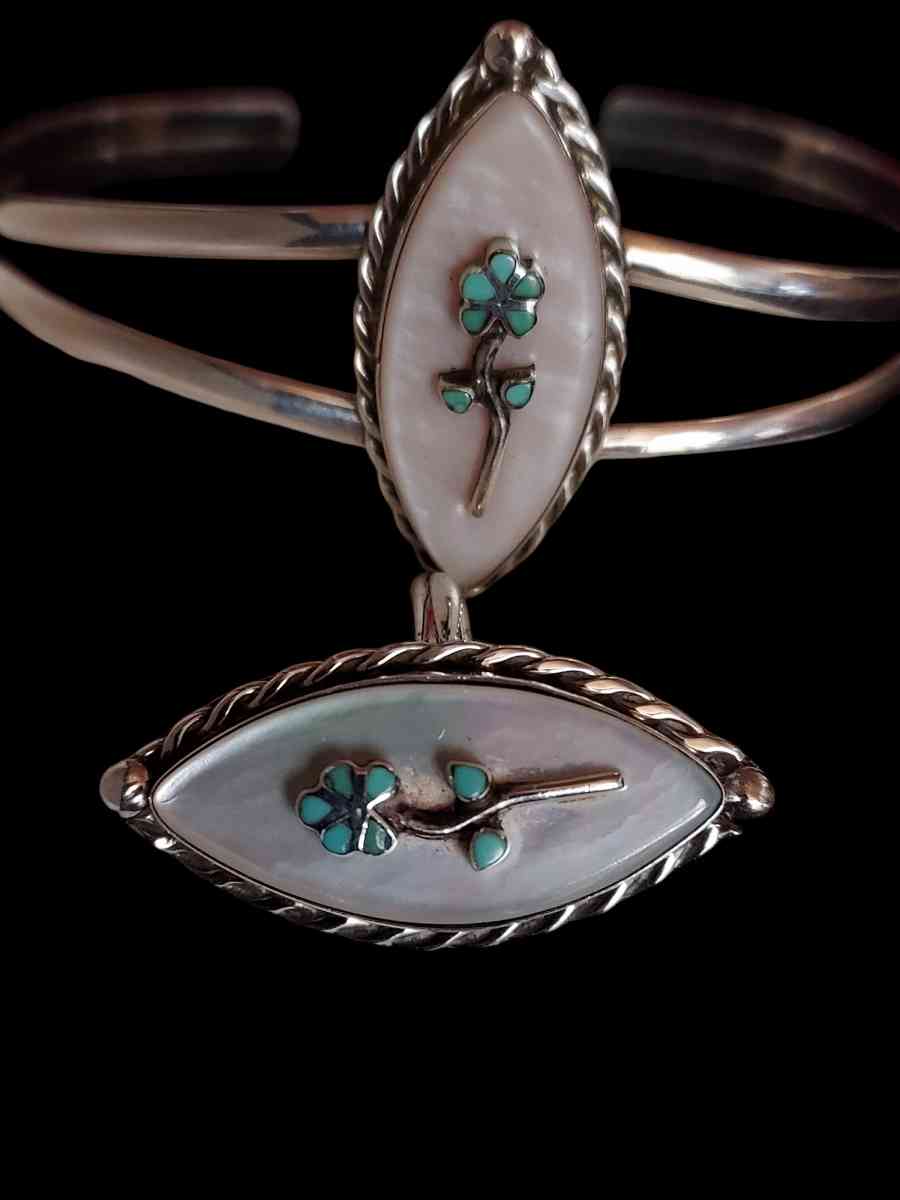 Native American Handmade Sterling Silver Mother of Pearl