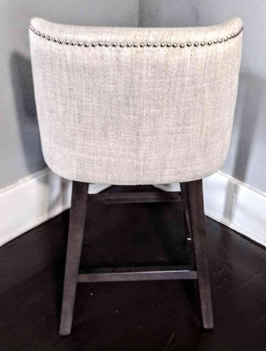 Asher Ivory Fabric Swivel Nailhead Trim Bar Counter Stool