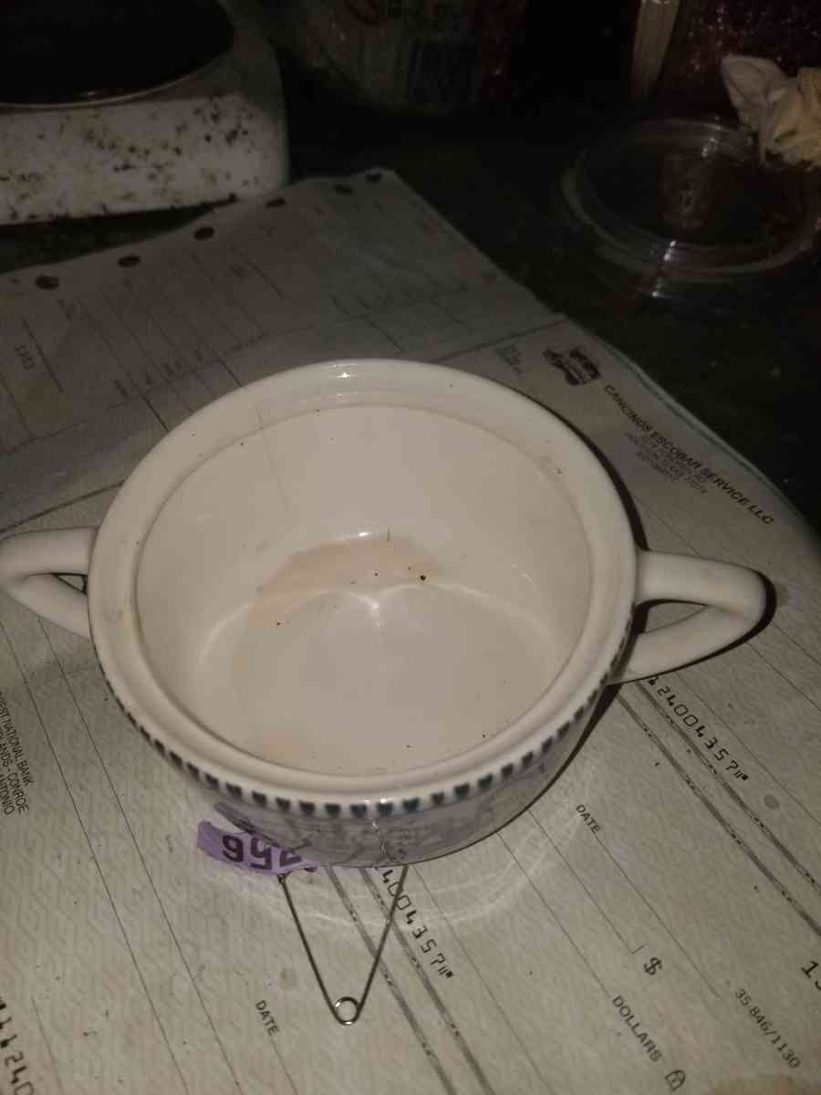 Currier Ives Sugar Bowl Porcelain