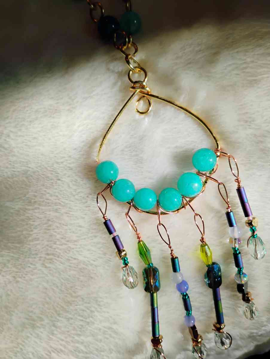 handmade necklace recycled copper natural stones