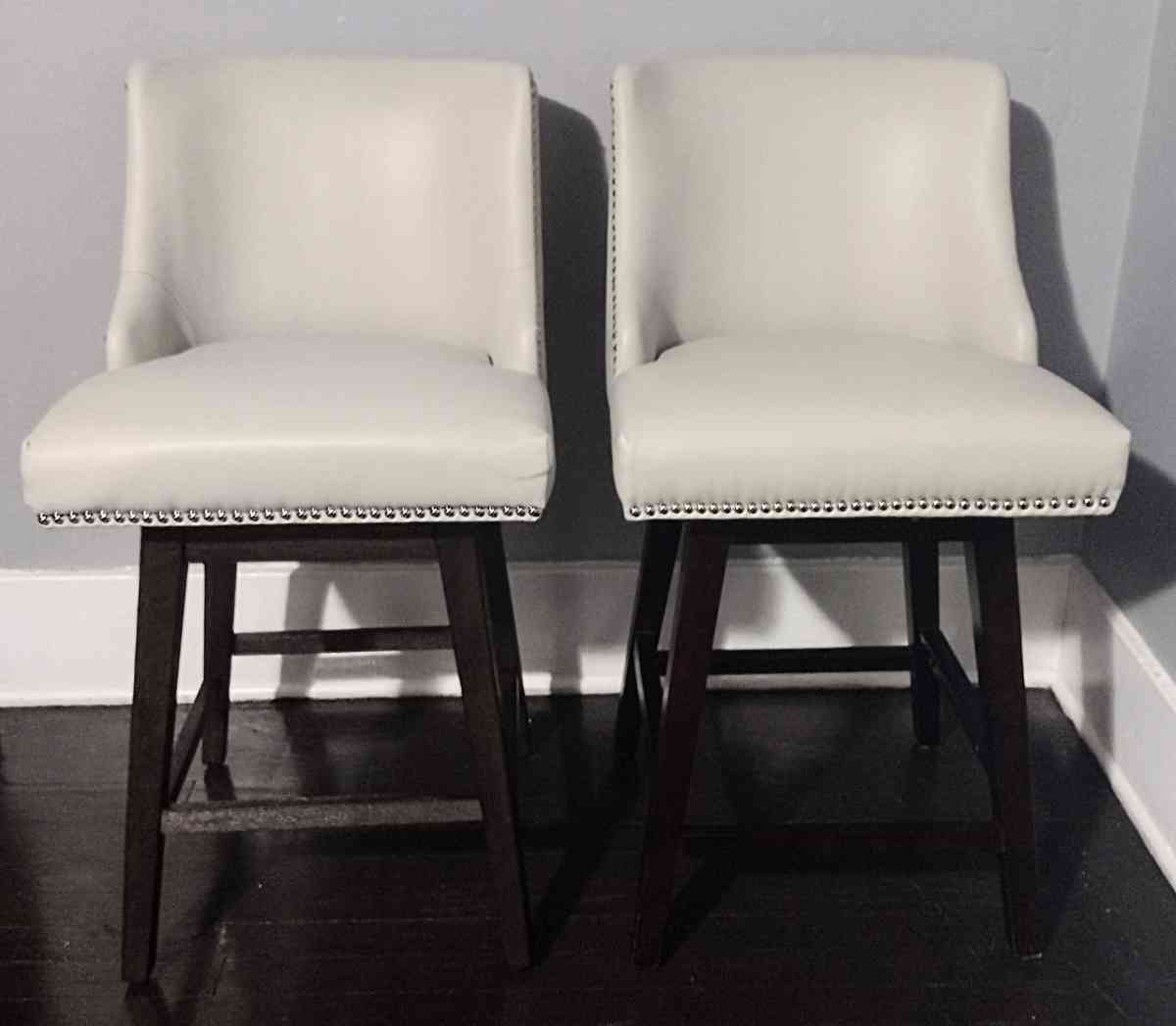 Asher Light Gray Nailhead Trim Swivel Counter Stool Set of 2