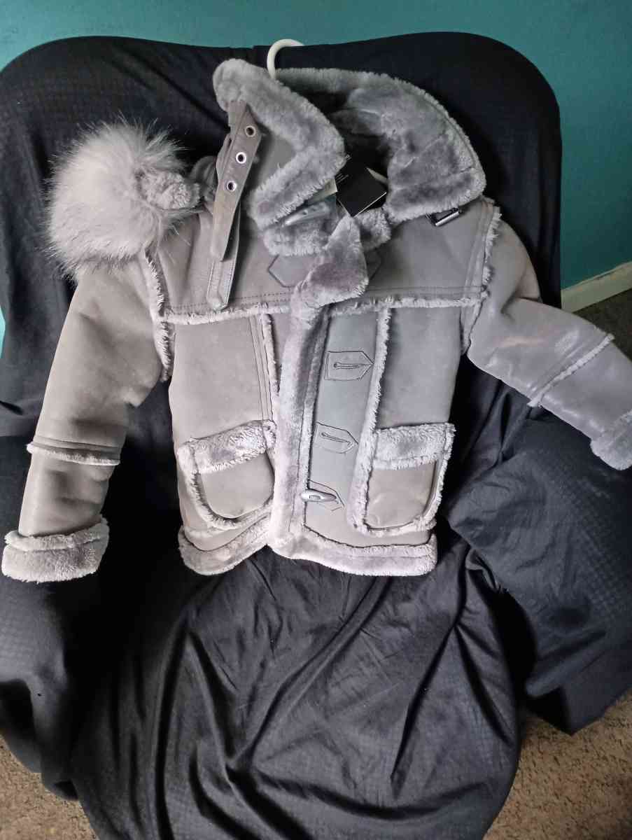 Faux Leather Faux Fur Toddler Coat