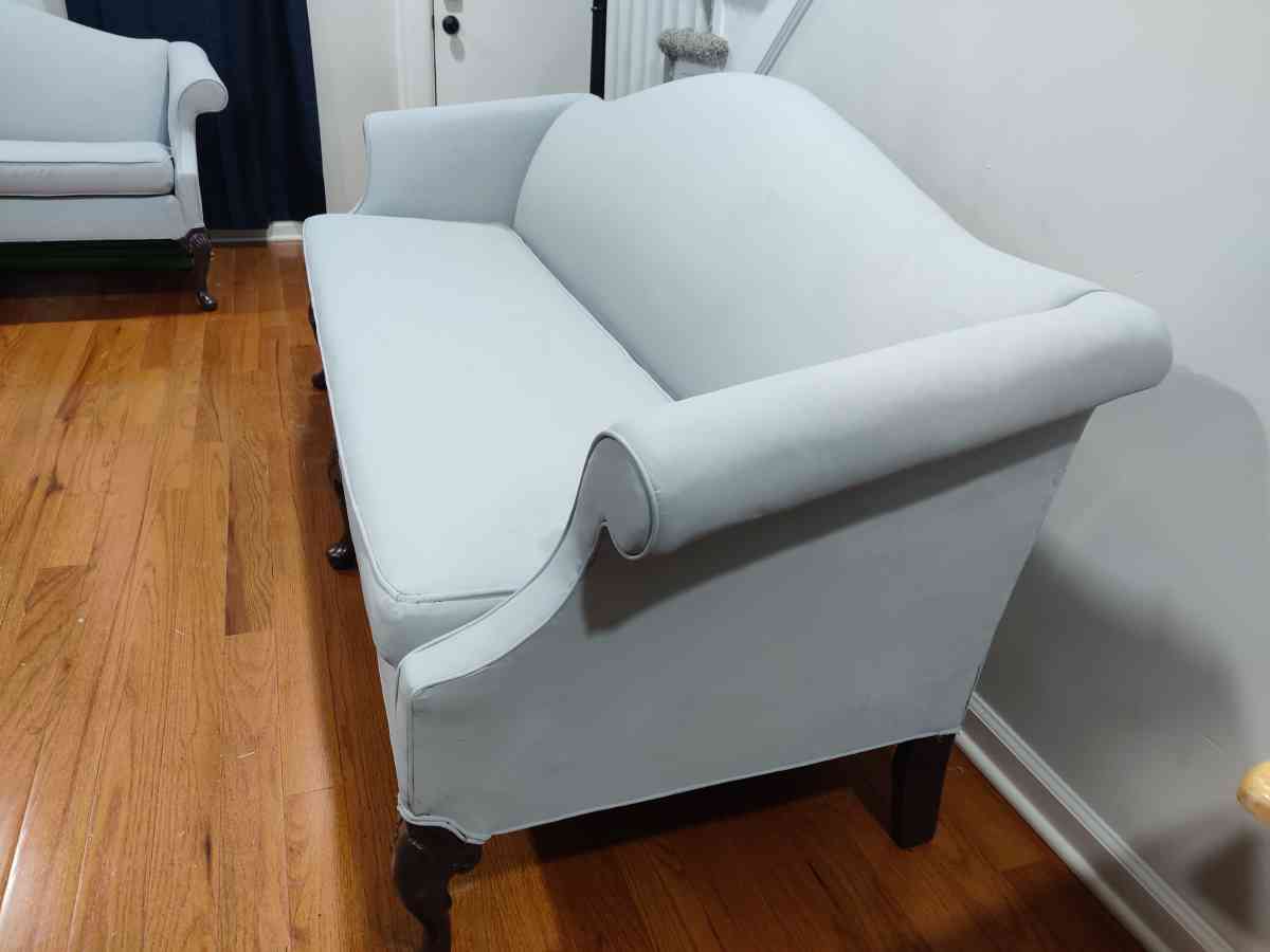 Ash Gray and Blue Couch Set