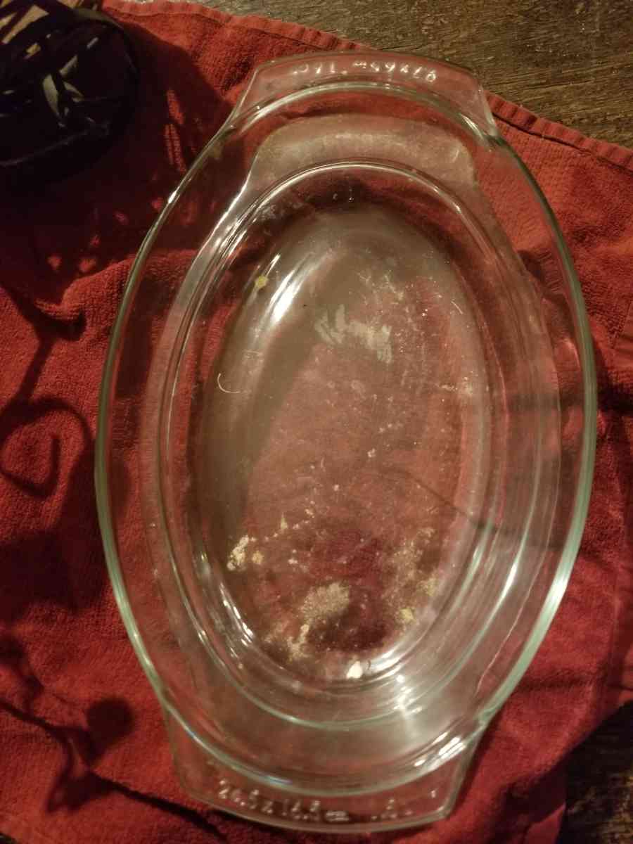 VINTAGE PAIR ANCHOR HOCKING OVAL CLEAR GLASS BAKING DISH