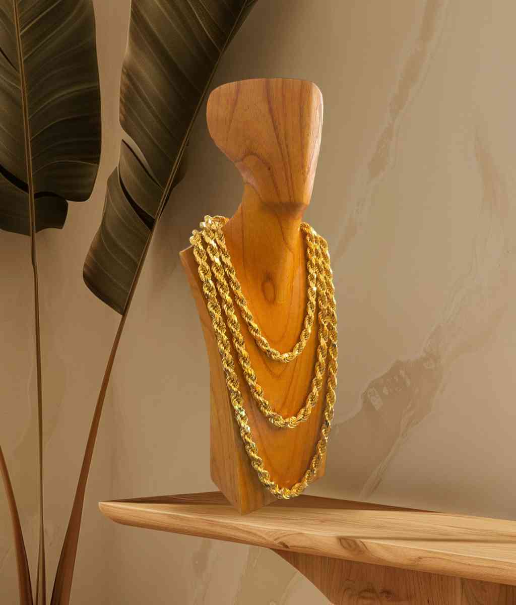 Luxury Diamond cut solid rope gold over silver chains