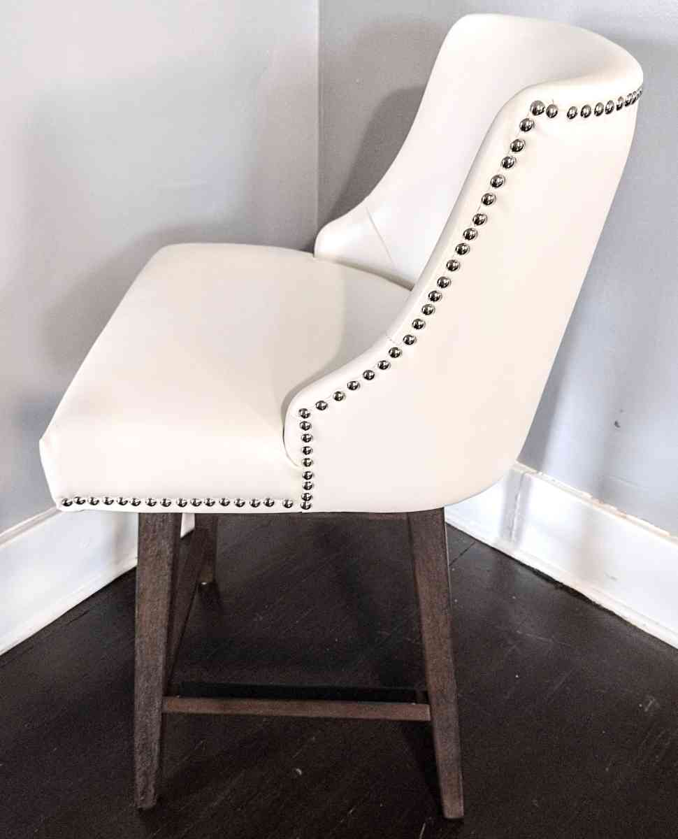 Asher White Swivel Nailhead Trim Counter Stool