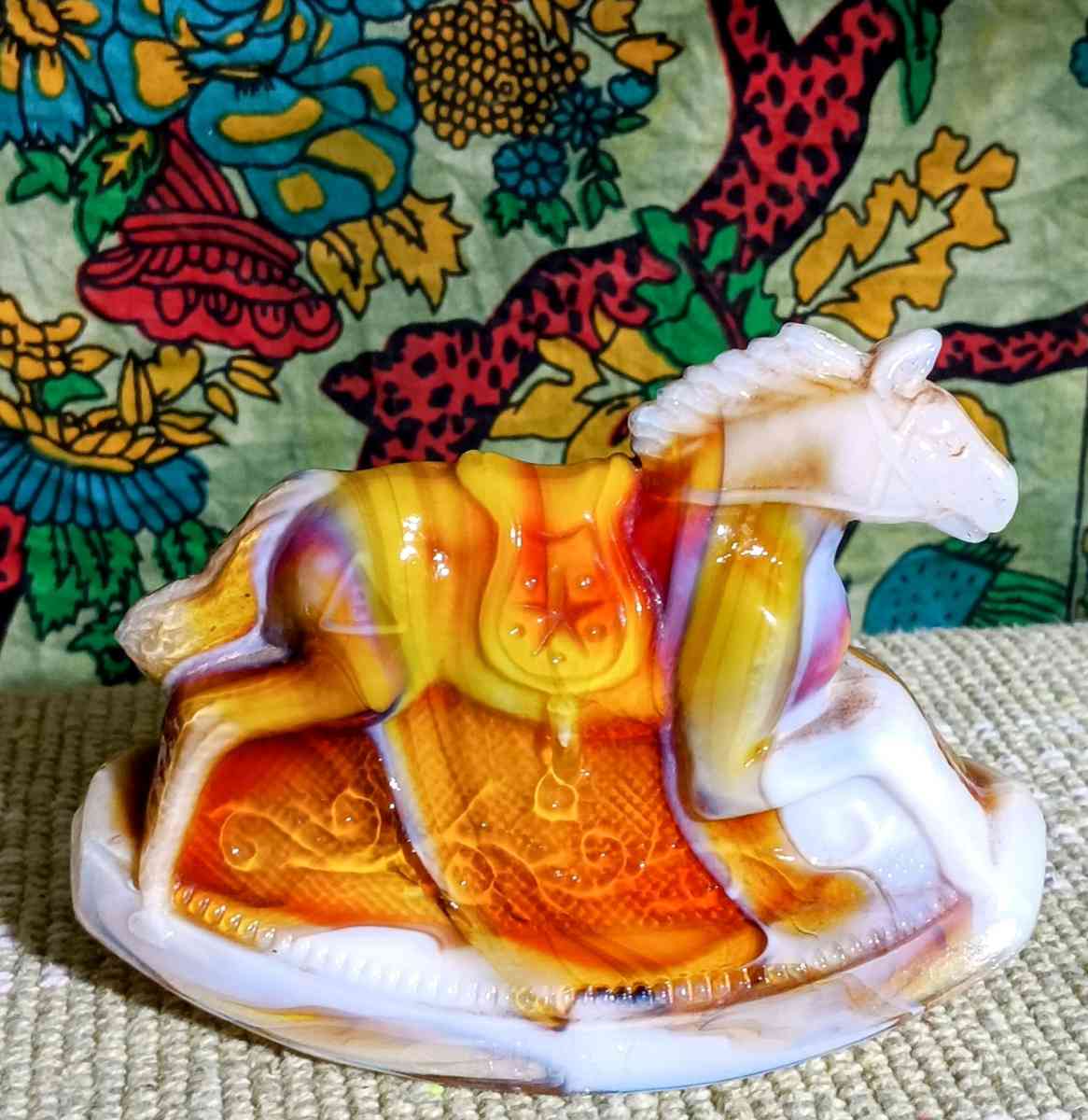 Vintage Mosser Glass Rocky Jr Carnival Glass Horse  B 1981