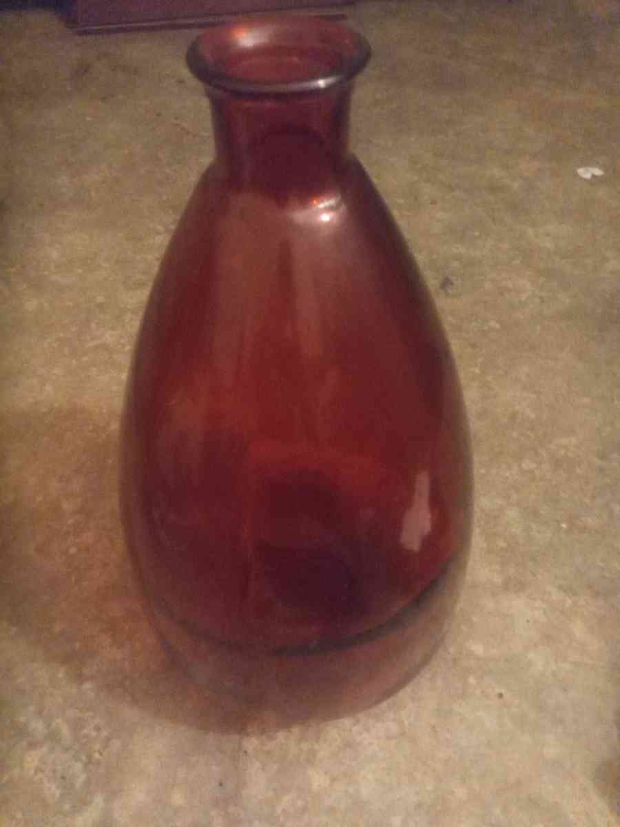 tall large red glass vase