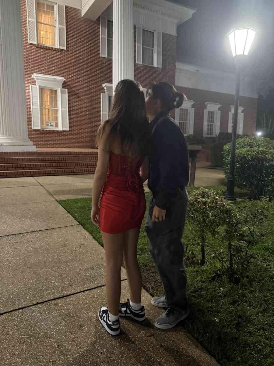 red hoco dress with gems