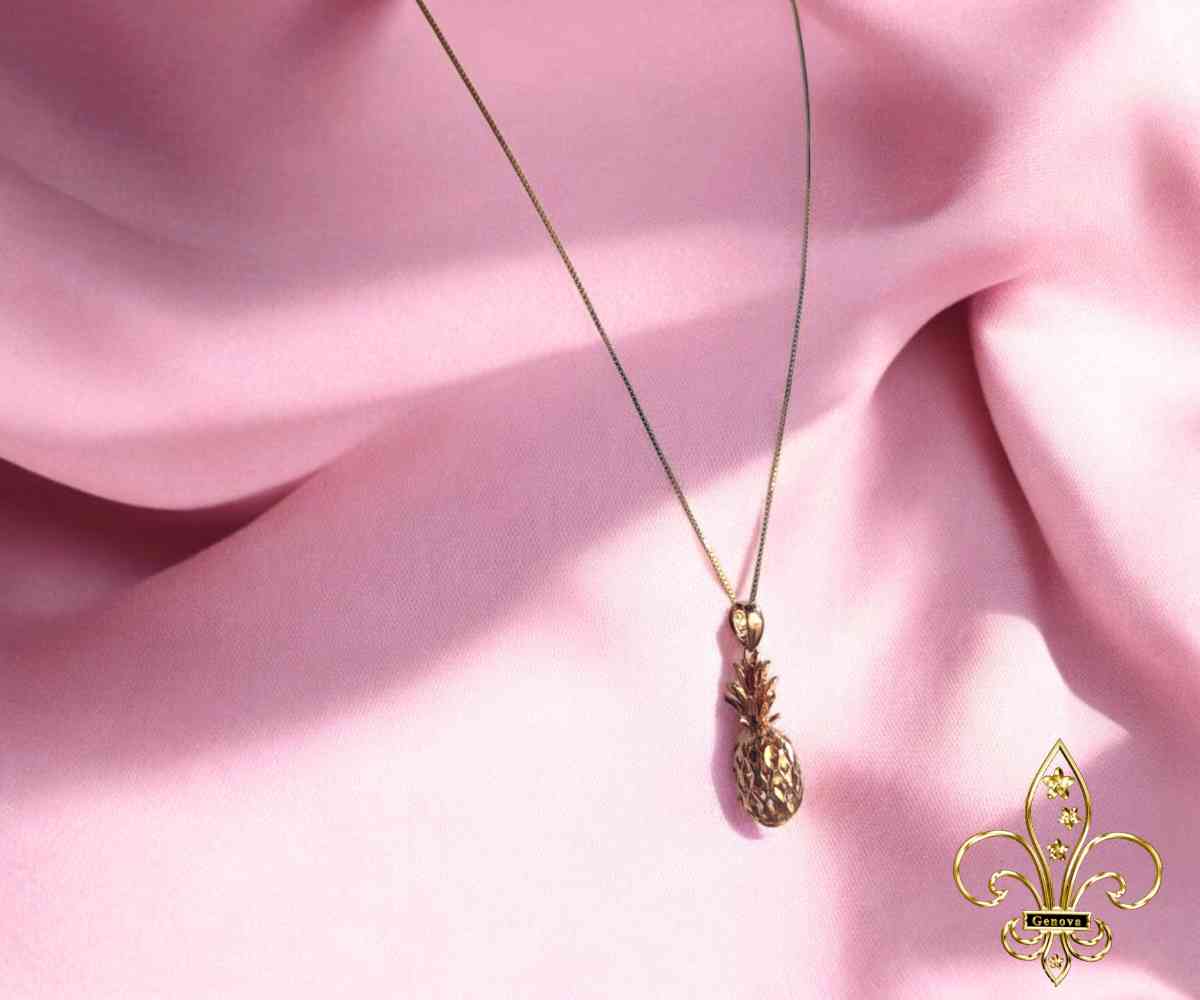 Rose gold pineapple necklace 18 inches chain