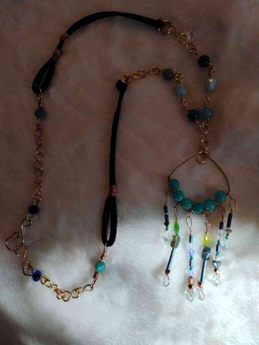 handmade necklace recycled copper natural stones