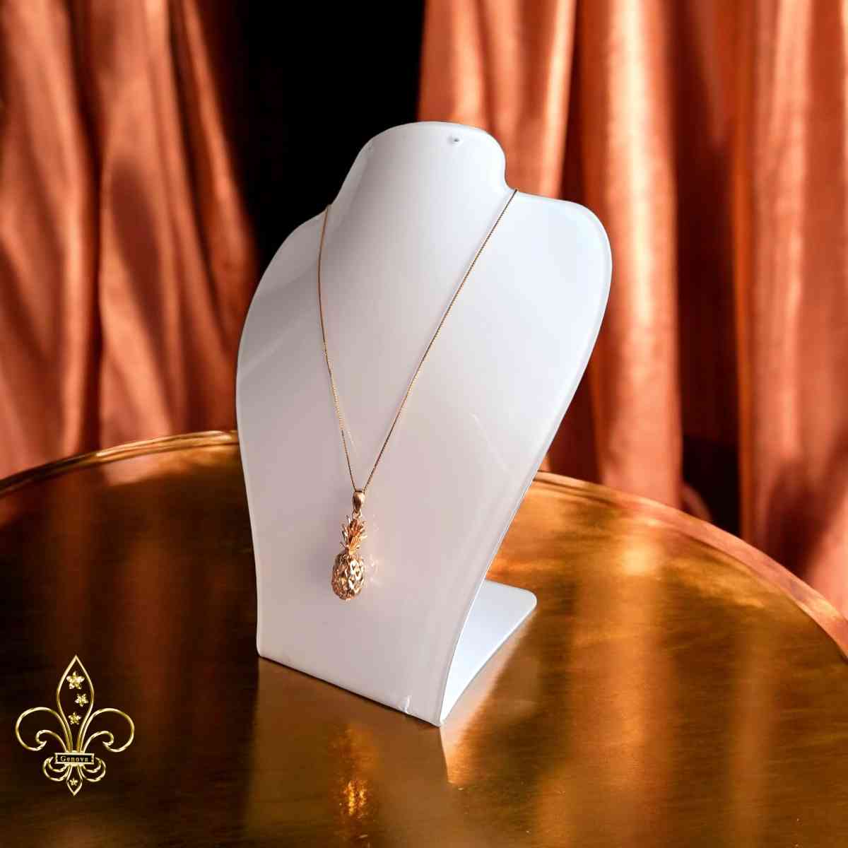 Rose gold pineapple necklace 18 inches chain