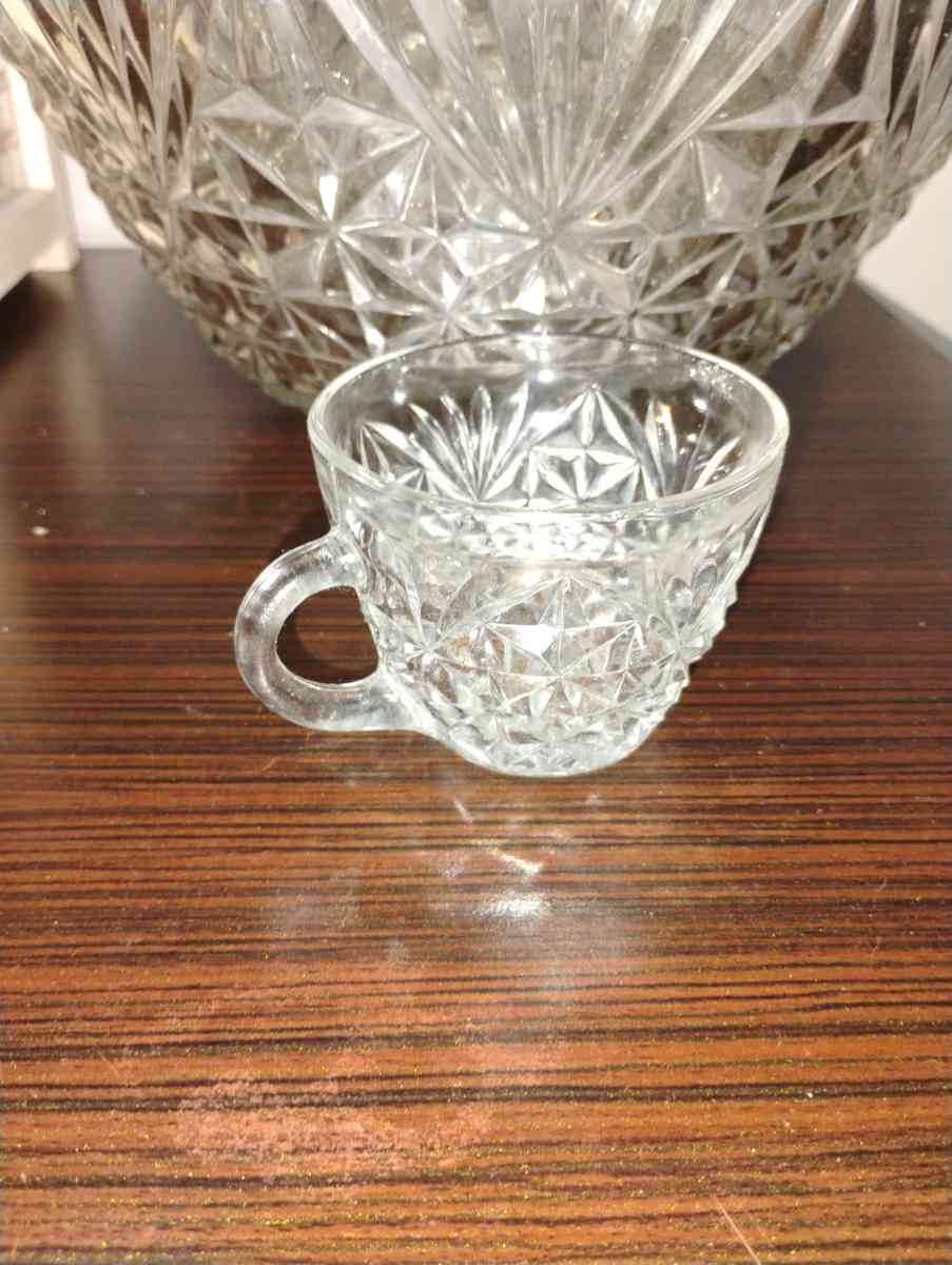 antique crystal punch bowl set