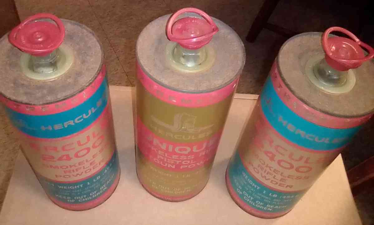 collection of gunpowder tins