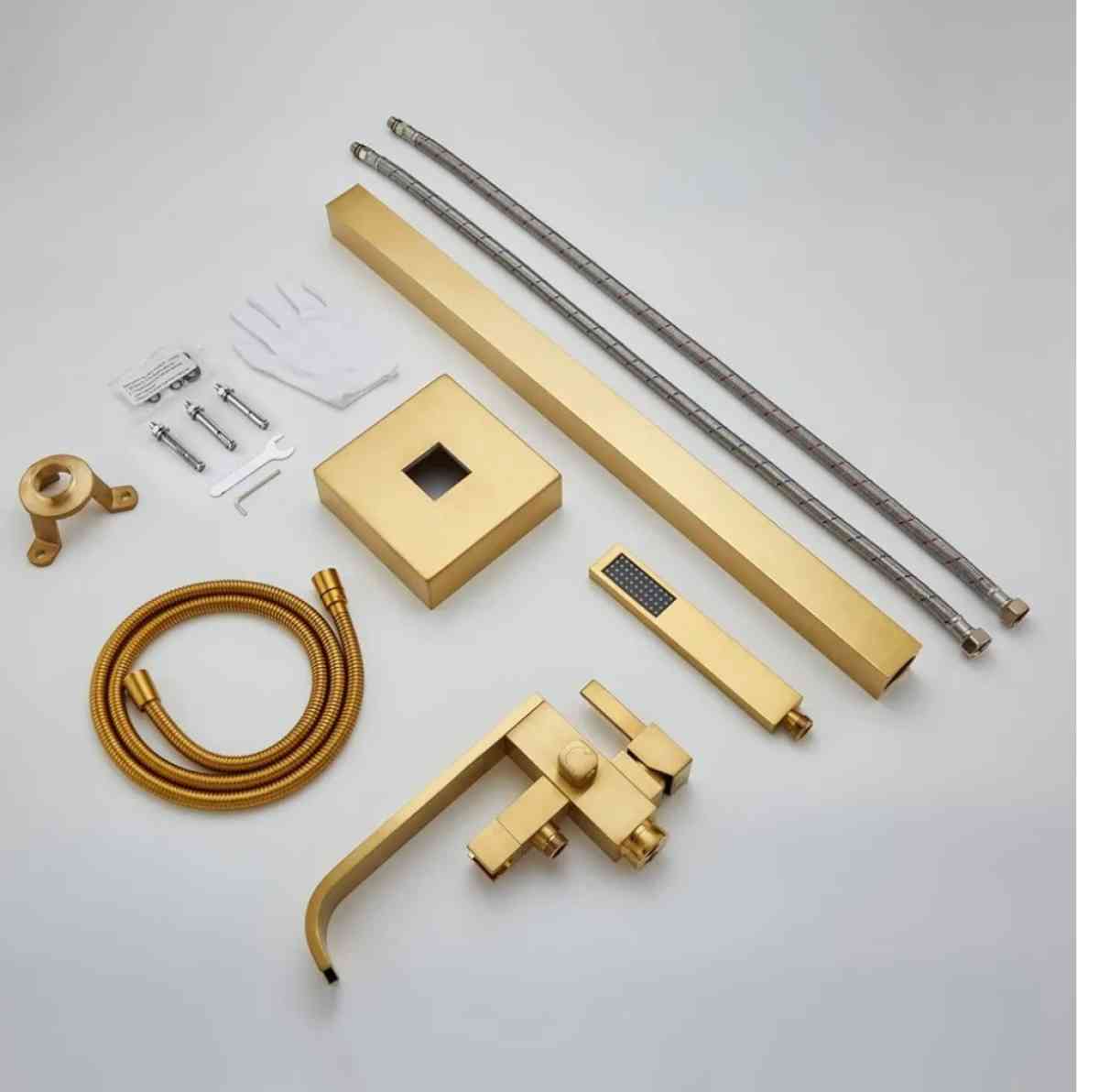 Bathtub Faucet With Brass Handle And Single Handed Shower