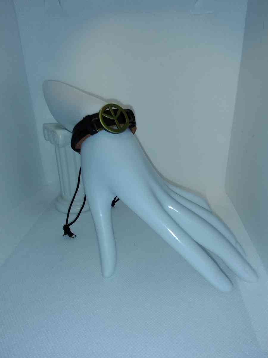 Black Peace Leather Bracelet VCB