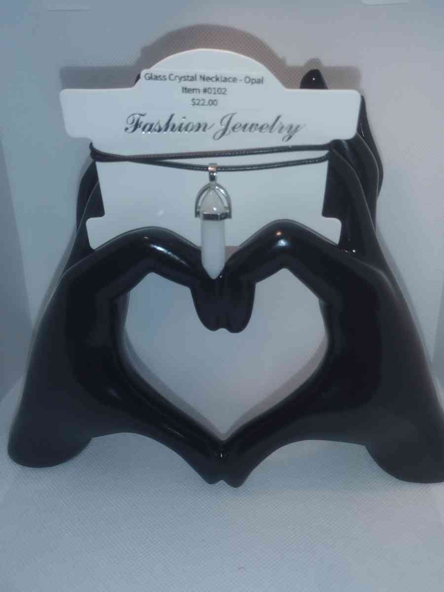 White Glass Pendant Necklace