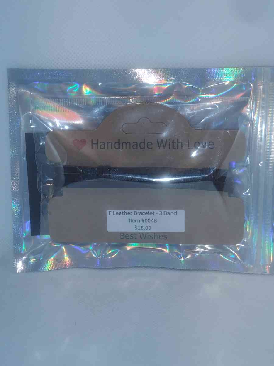 Faux Leather Bracelet 3 Band brown