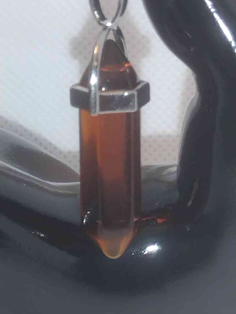 Amber Colored Glass Pendant Necklace