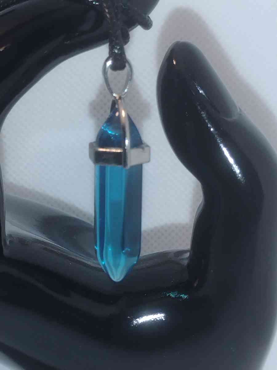Blue Topaz Glass Pendant Necklace