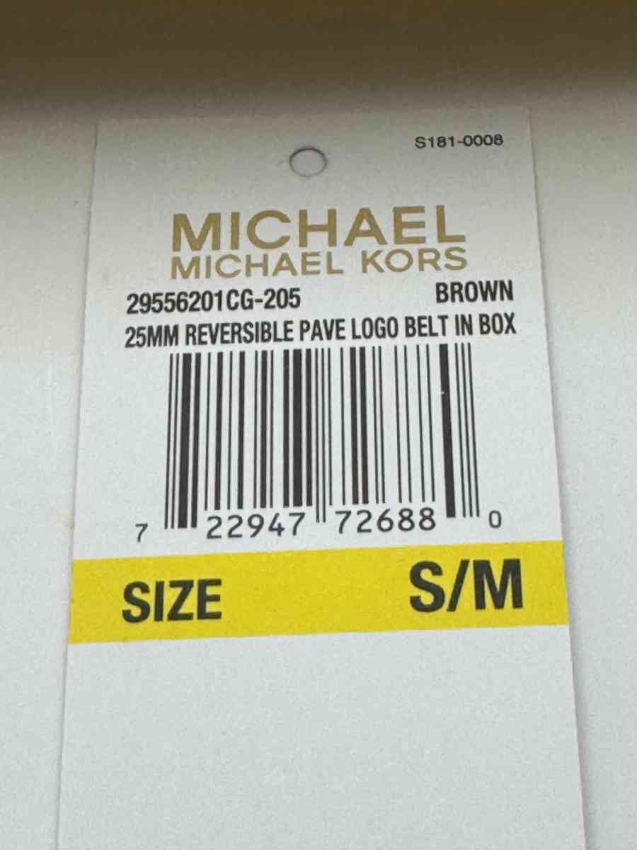 NWT Michael Kors Brown Signature Reversible Pave Logo Belt I