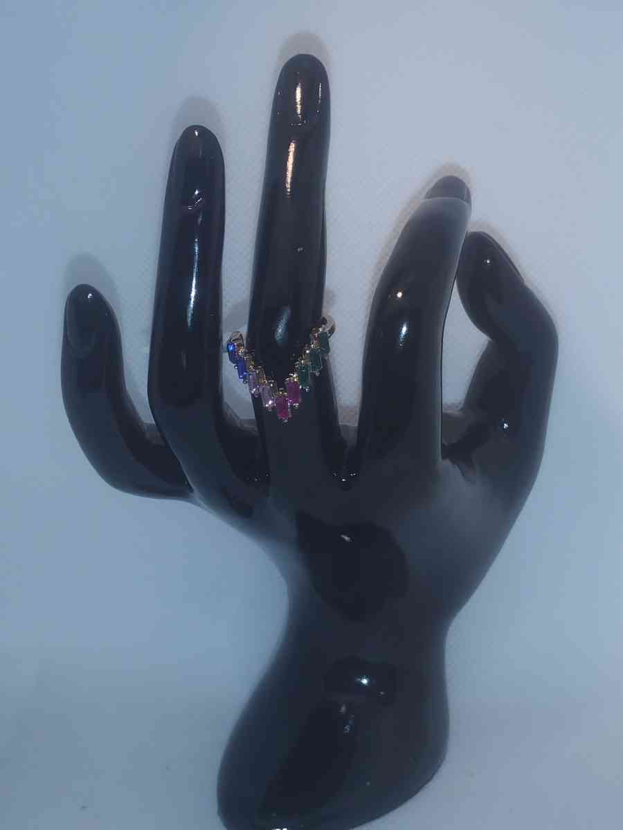 Multi Colored V Shape Chic Rhinestone Ring