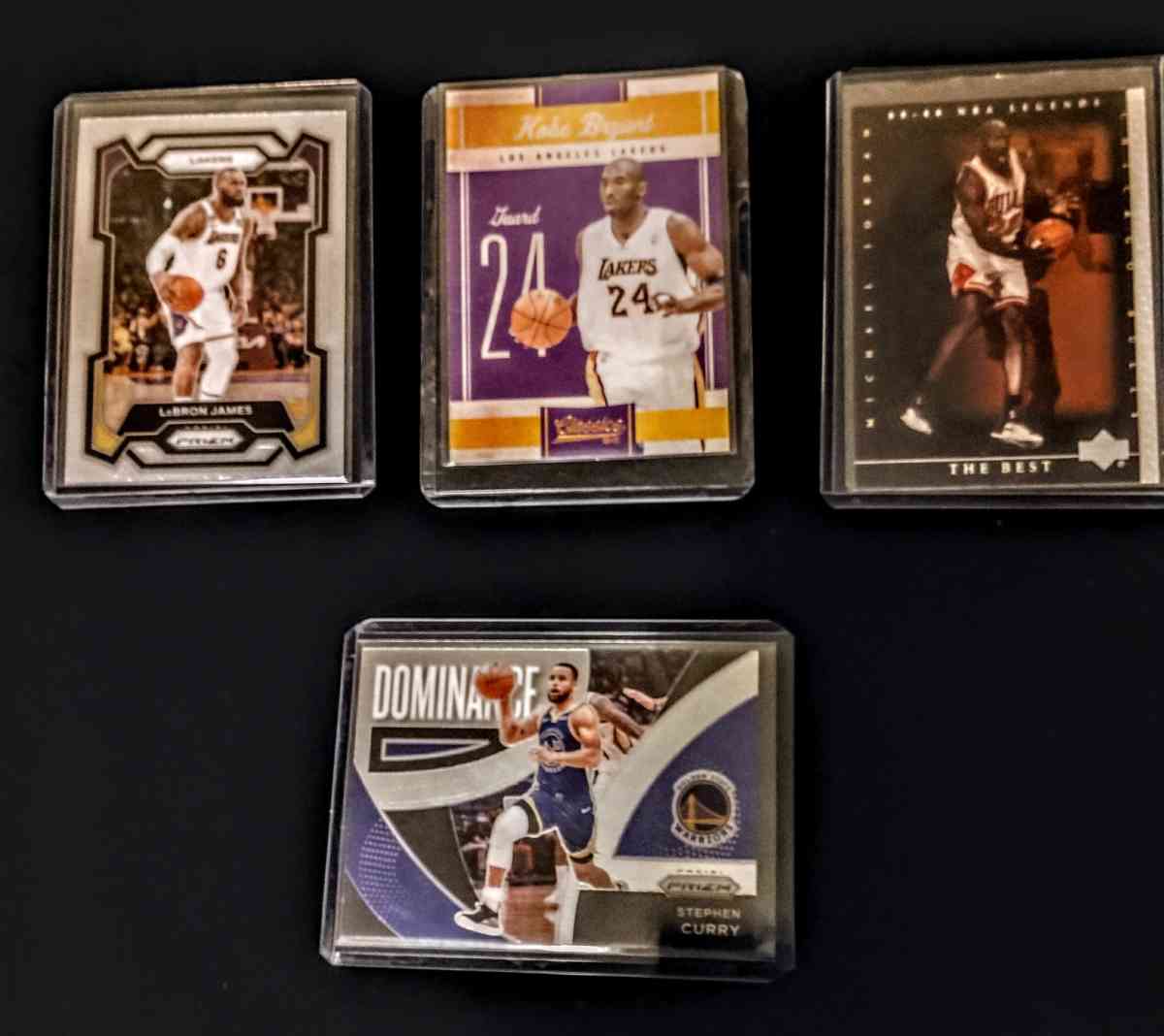 4 card lot MJORDAN S CURRY KBRTANT L JAMES