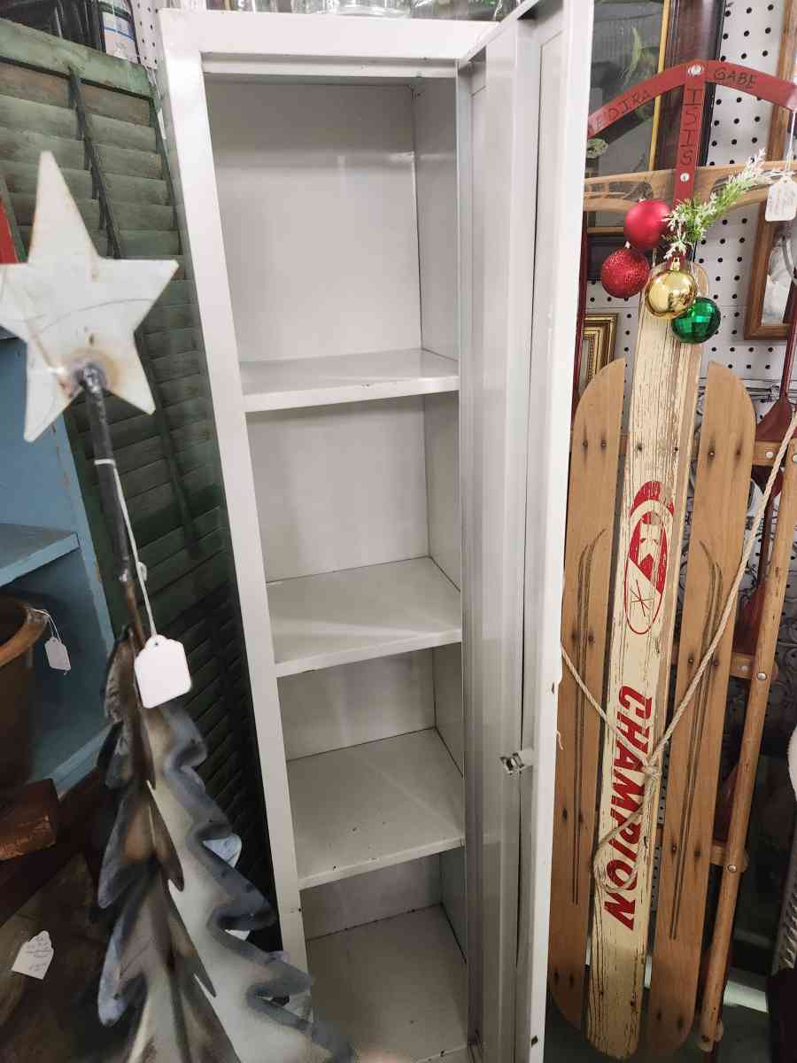 White metal chimney cabinet in great condition