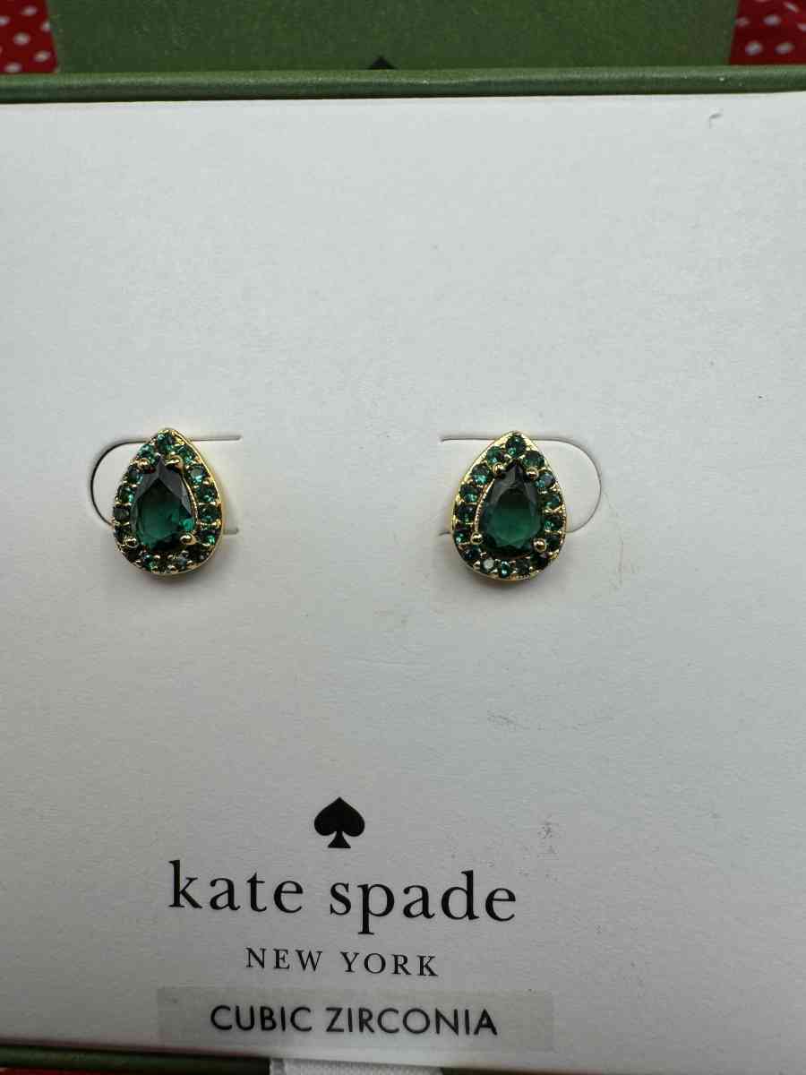 2012PIOR New Kate Spade Emerald Cubic Zirconia Stud Earrings