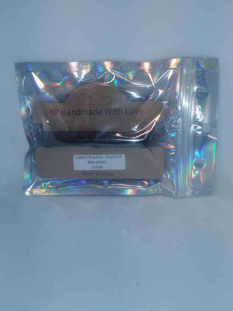 Faux Leather Bracelet braided cord black