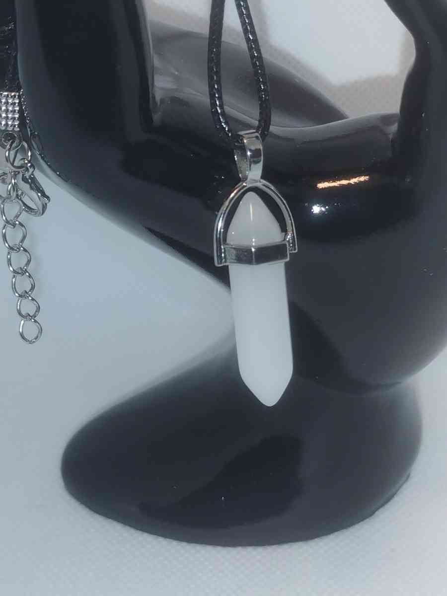 White Glass Pendant Necklace