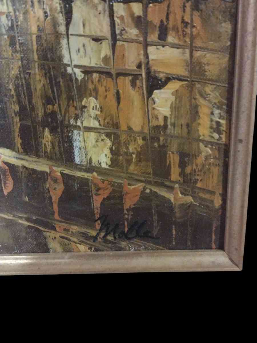 antique oil painting depicting Paris