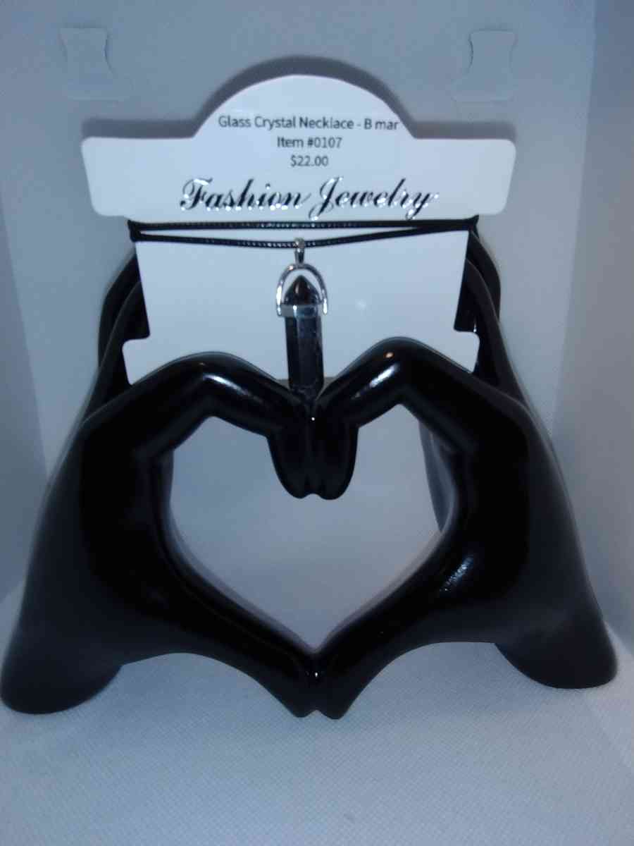 Black Marbled Glass Pendant Necklace