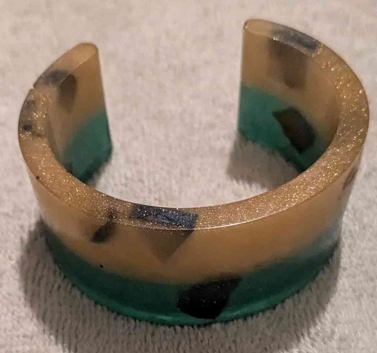 Yellow and Green petrified wood cuff bracelet