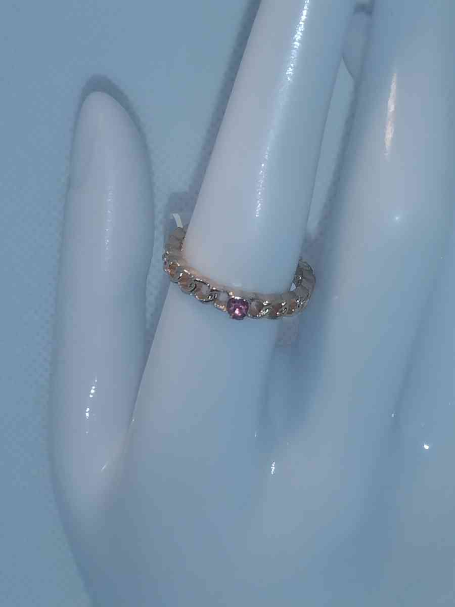 Pink Chain Chic Rhinestone Ring