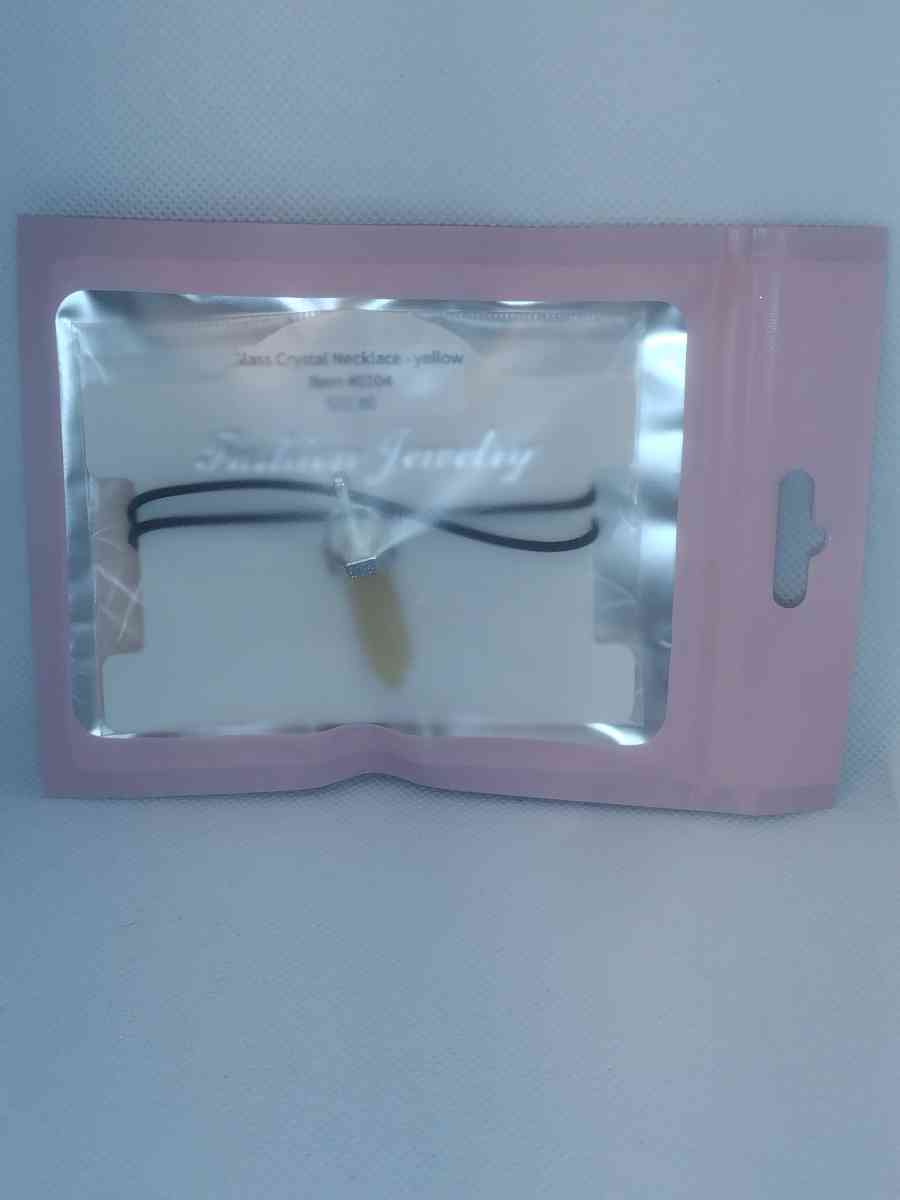 Yellow Topaz Glass Pendant Necklace