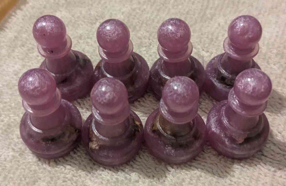 Pink and Blue Petrified Wood Chess Set