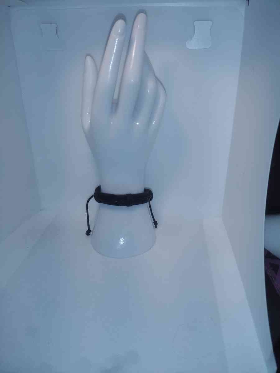 Faux Leather Bracelet braided cord black