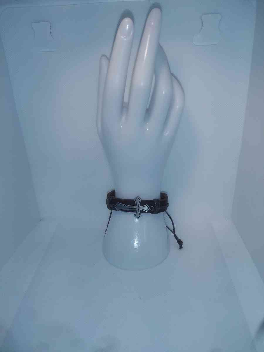 Brown Cross Leather Bracelet VCB