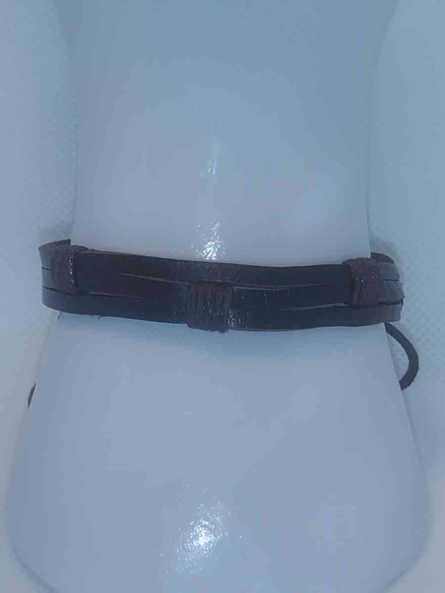 Faux Leather Bracelet 3 Band brown