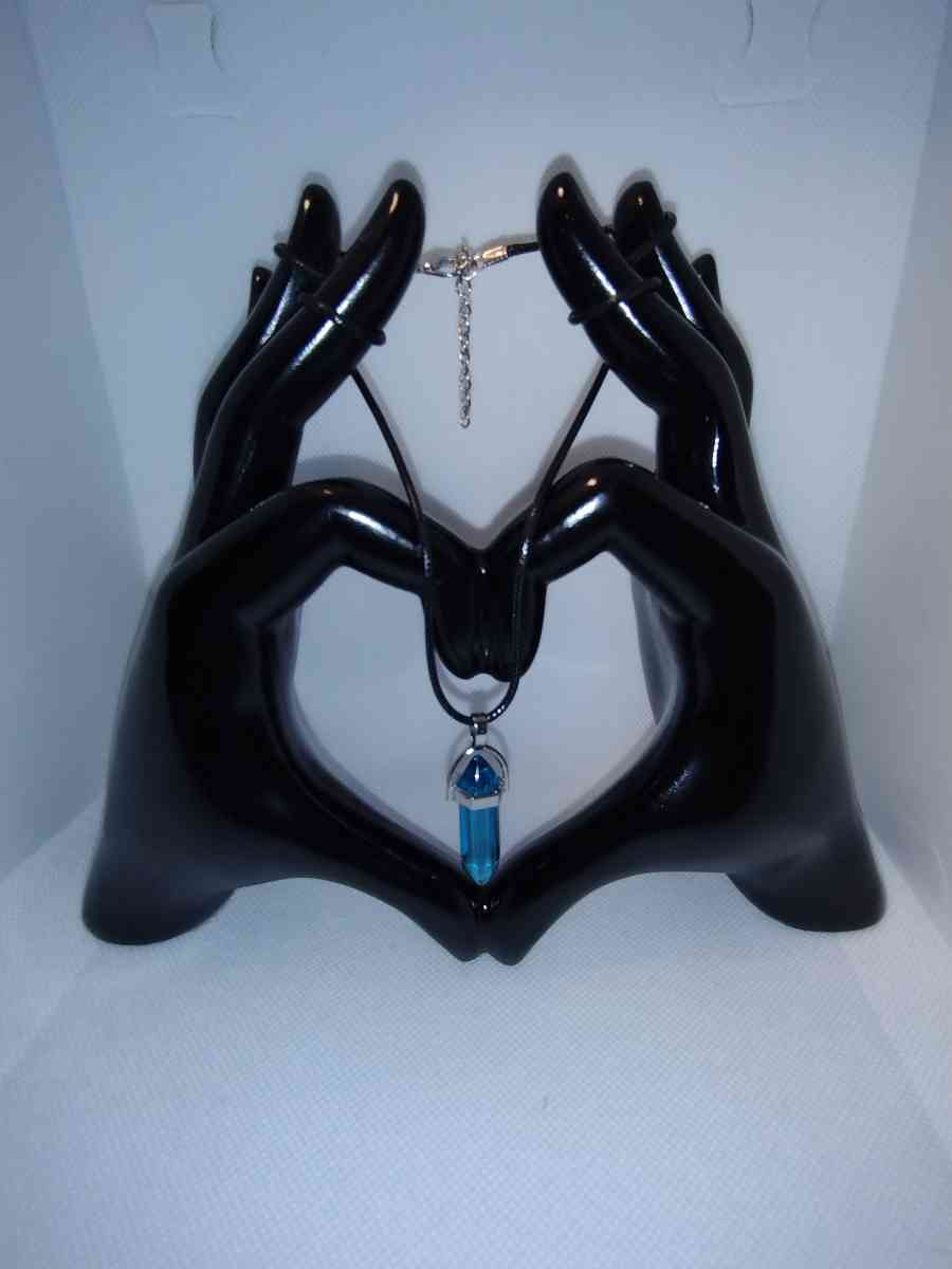 Blue Topaz Glass Pendant Necklace