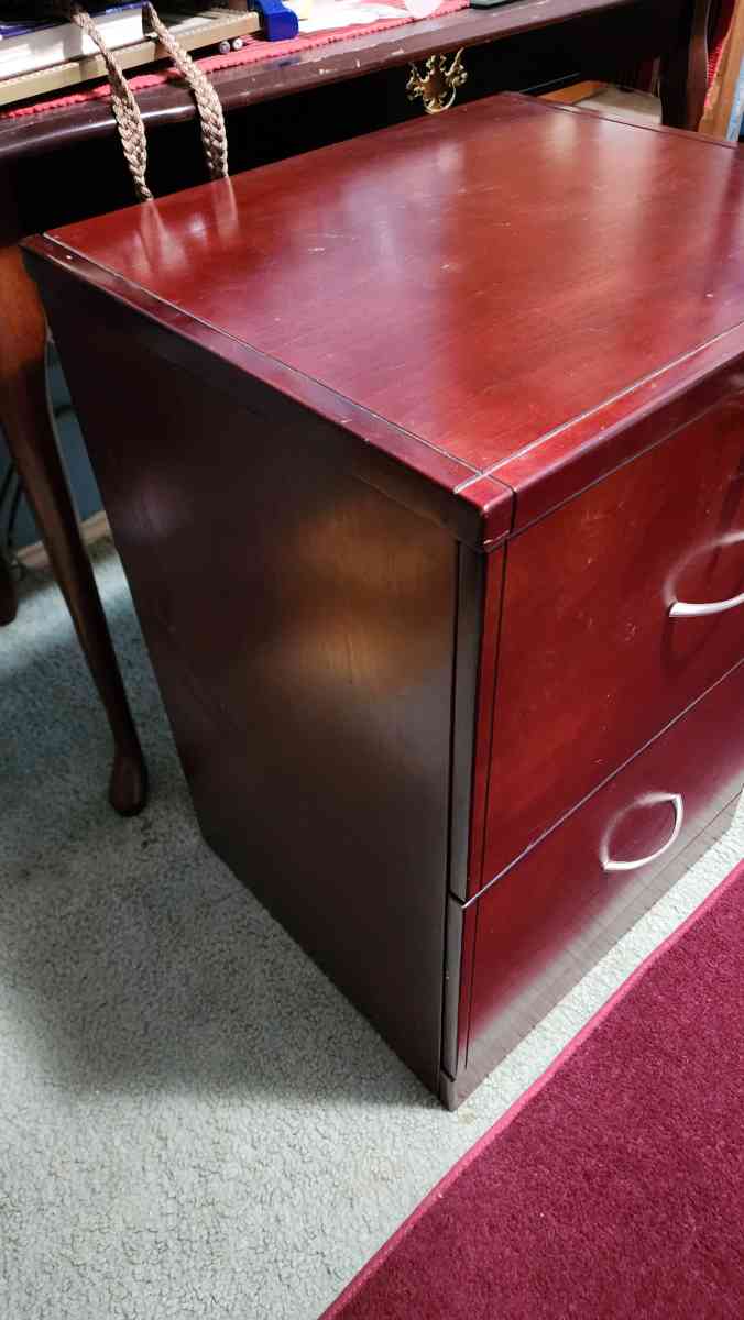 2 Drawer Cherrywood Lacquer Finish Filing Cabinet wkey