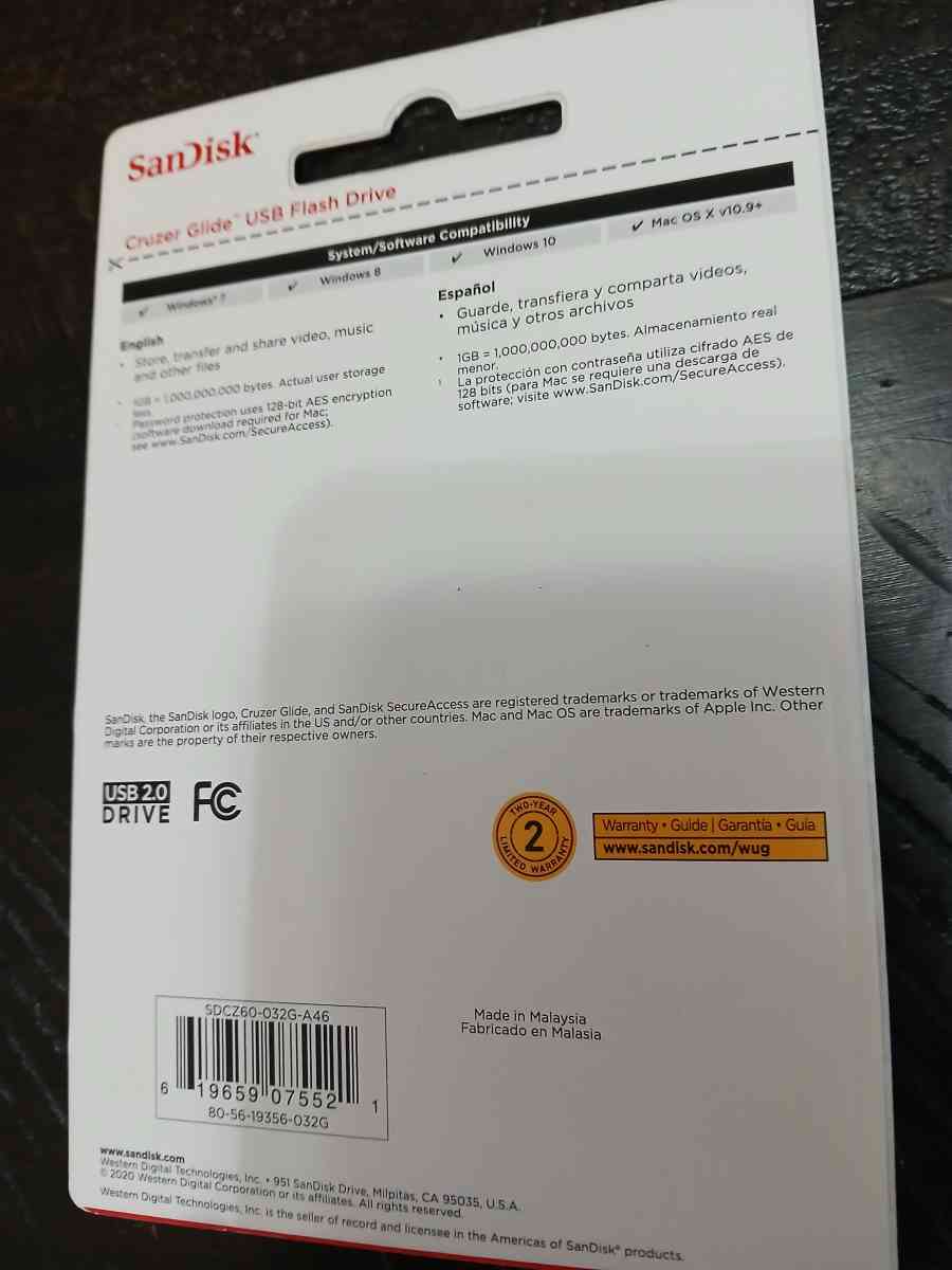 SanDisk USB 2 flash drive 32GB