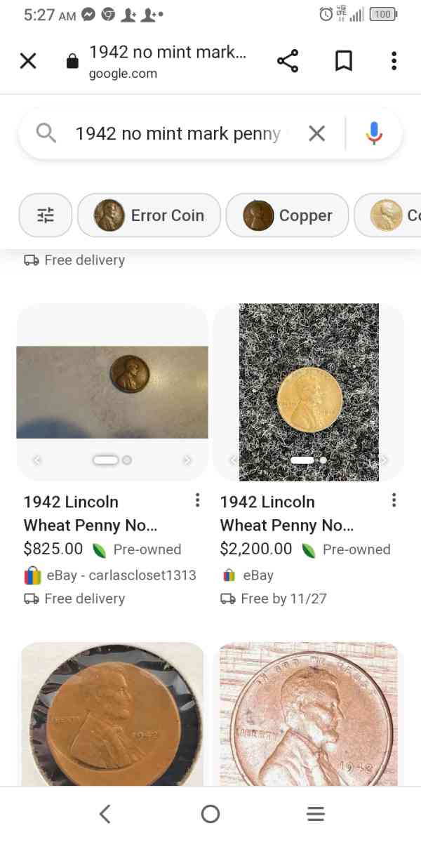 no mint stamp 1942 wheat penny