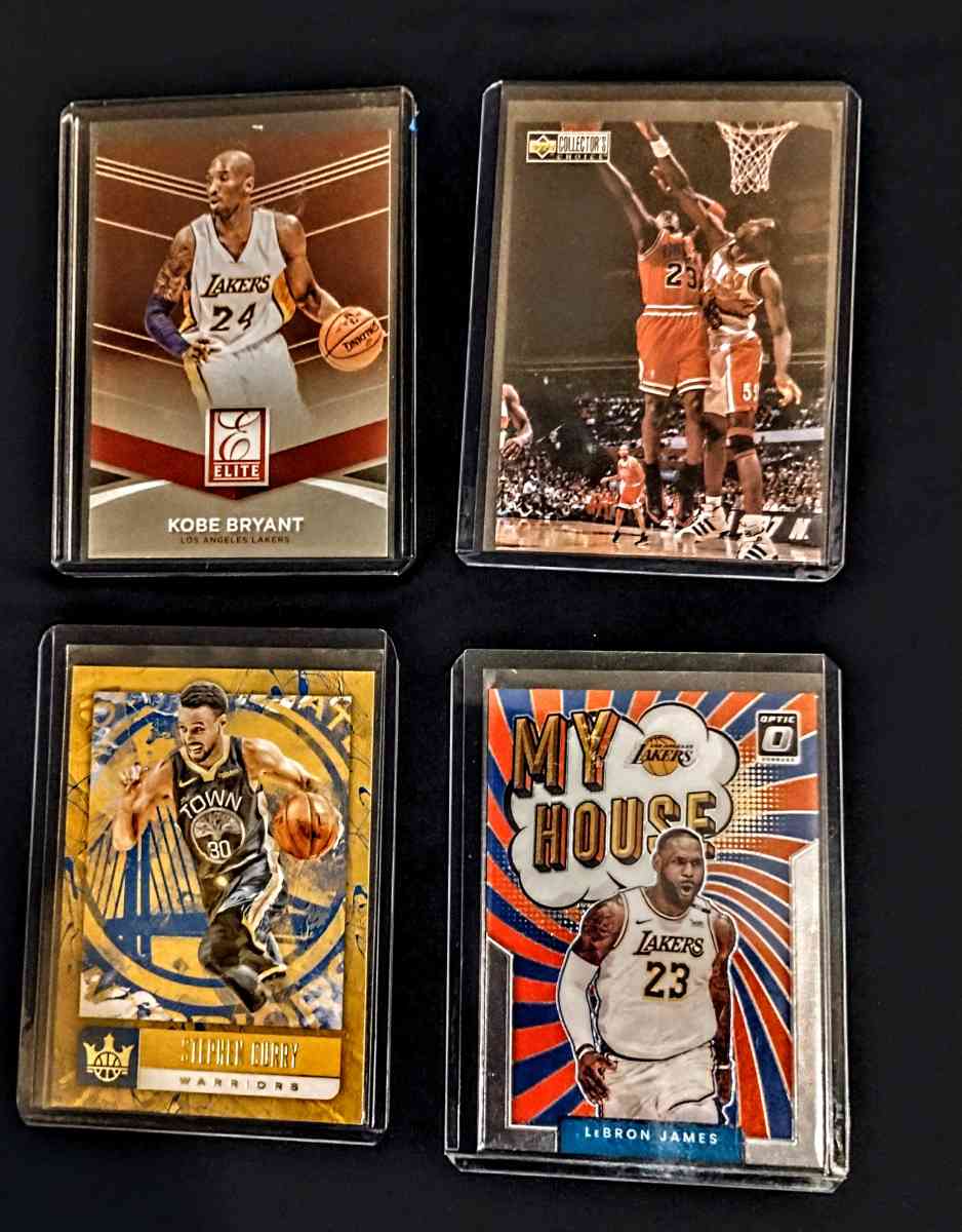 original L JAMES  M JOIRDAN S CURRY  K BRYANT 4 card lot