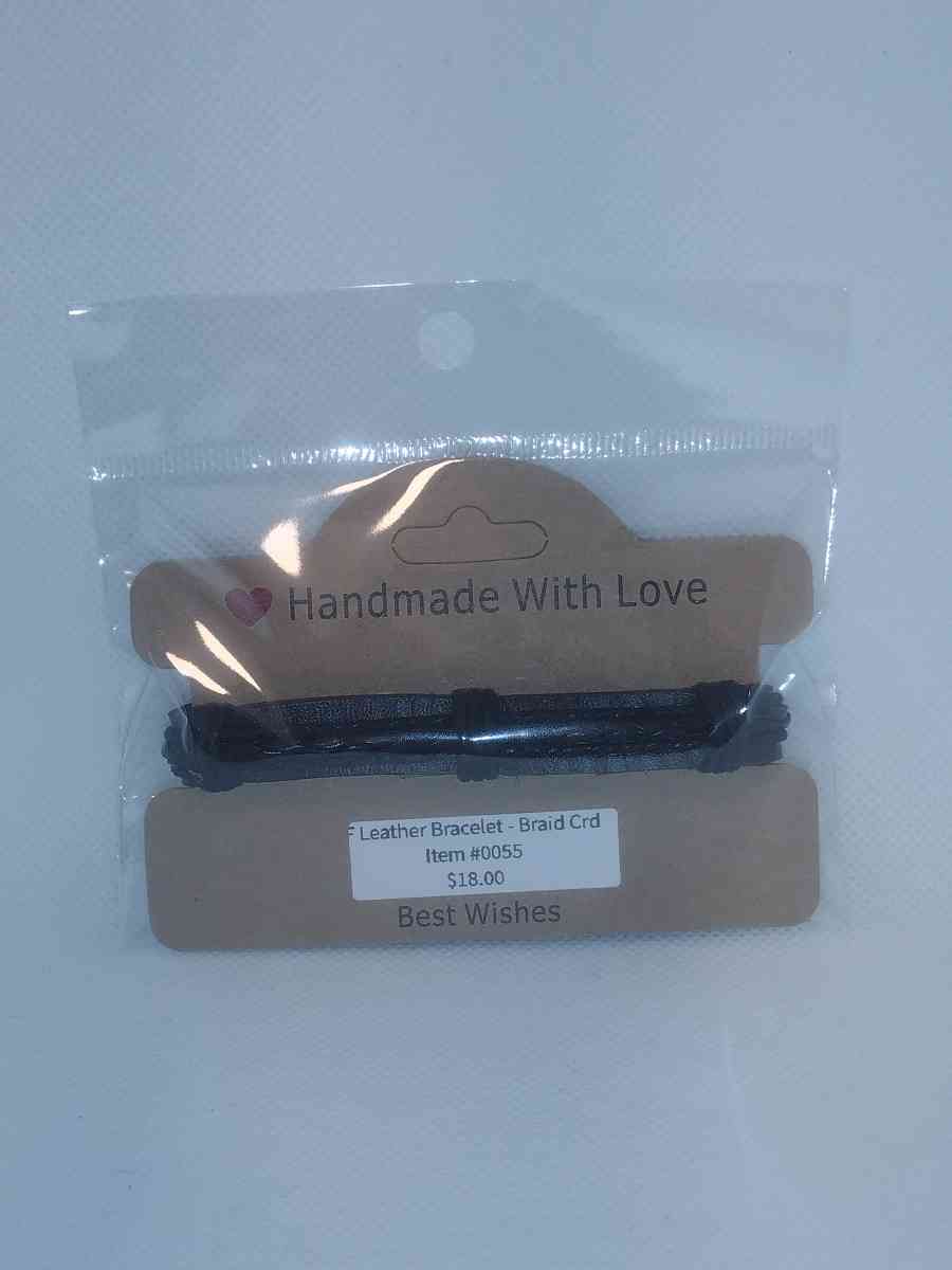 Faux Leather Bracelet braided cord black