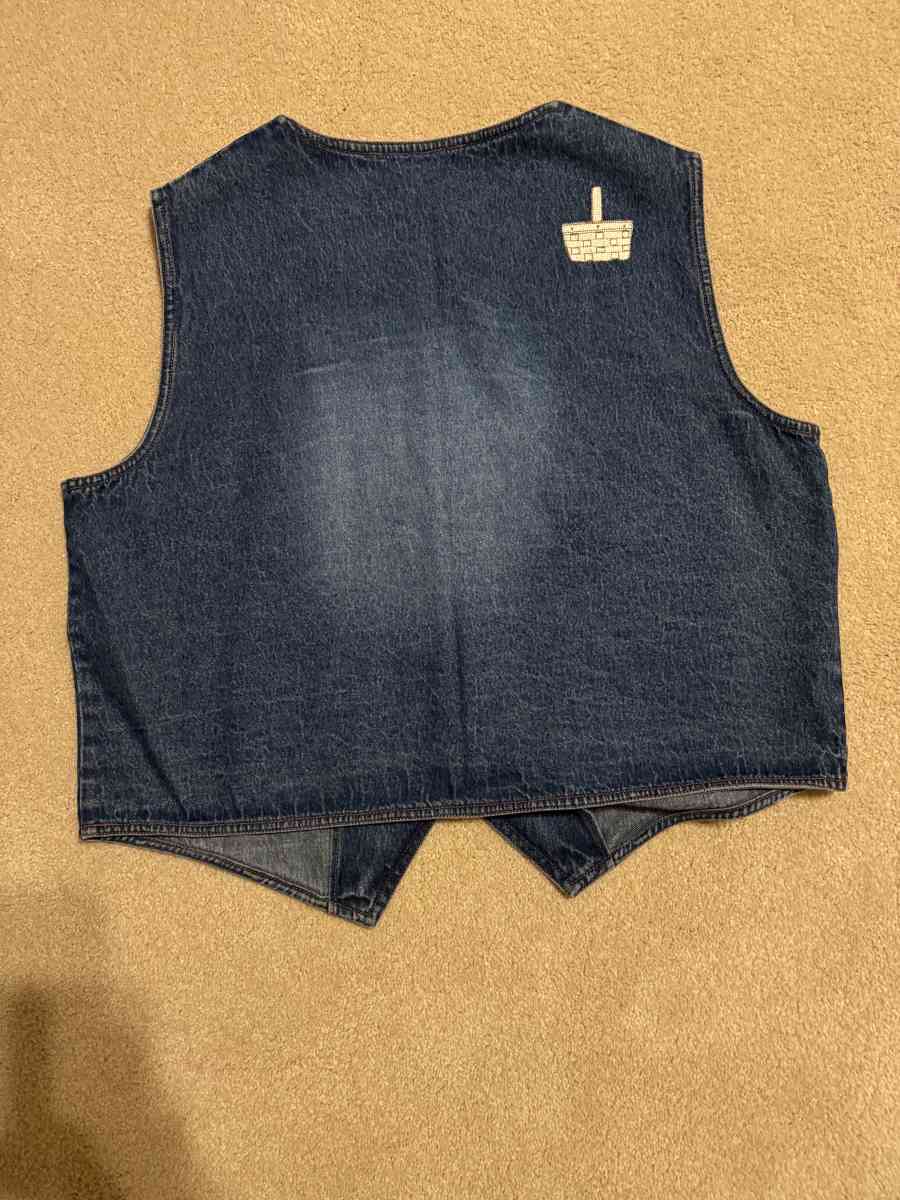 1046 New Womens Basket Decal Embroidered Denim Vest Blue Siz