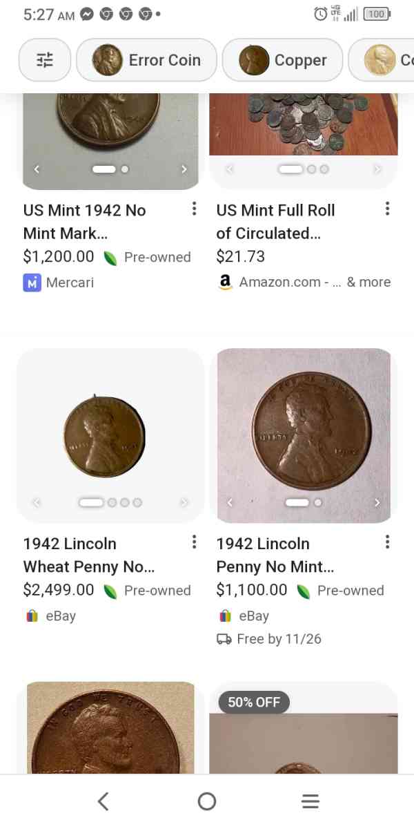 no mint stamp 1942 wheat penny