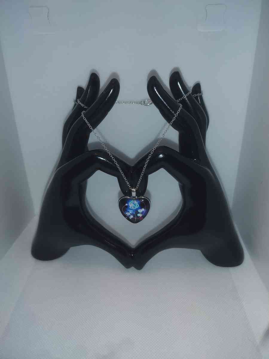 Blue Rose Heart Necklace